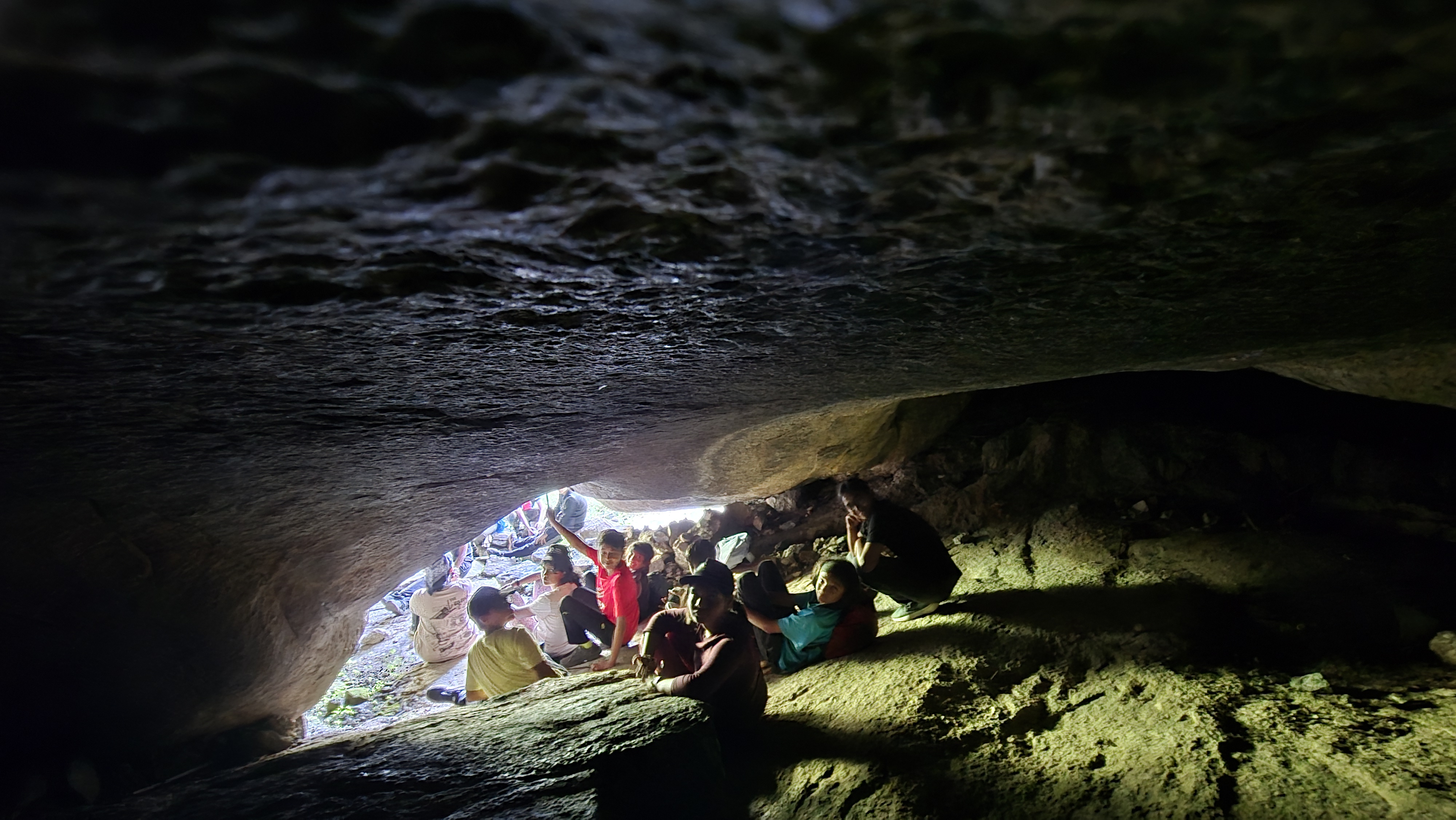 Kids inside the cave, Mount Abu